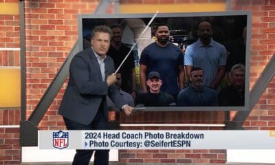 NFL Network's Good Morning Football host Kyle Brandt discusses the NFL coaches photo of New England Patriots head coach Jerod Mayo